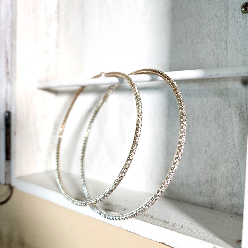 Elegant Silver Hoop Earrings XL HOOPS